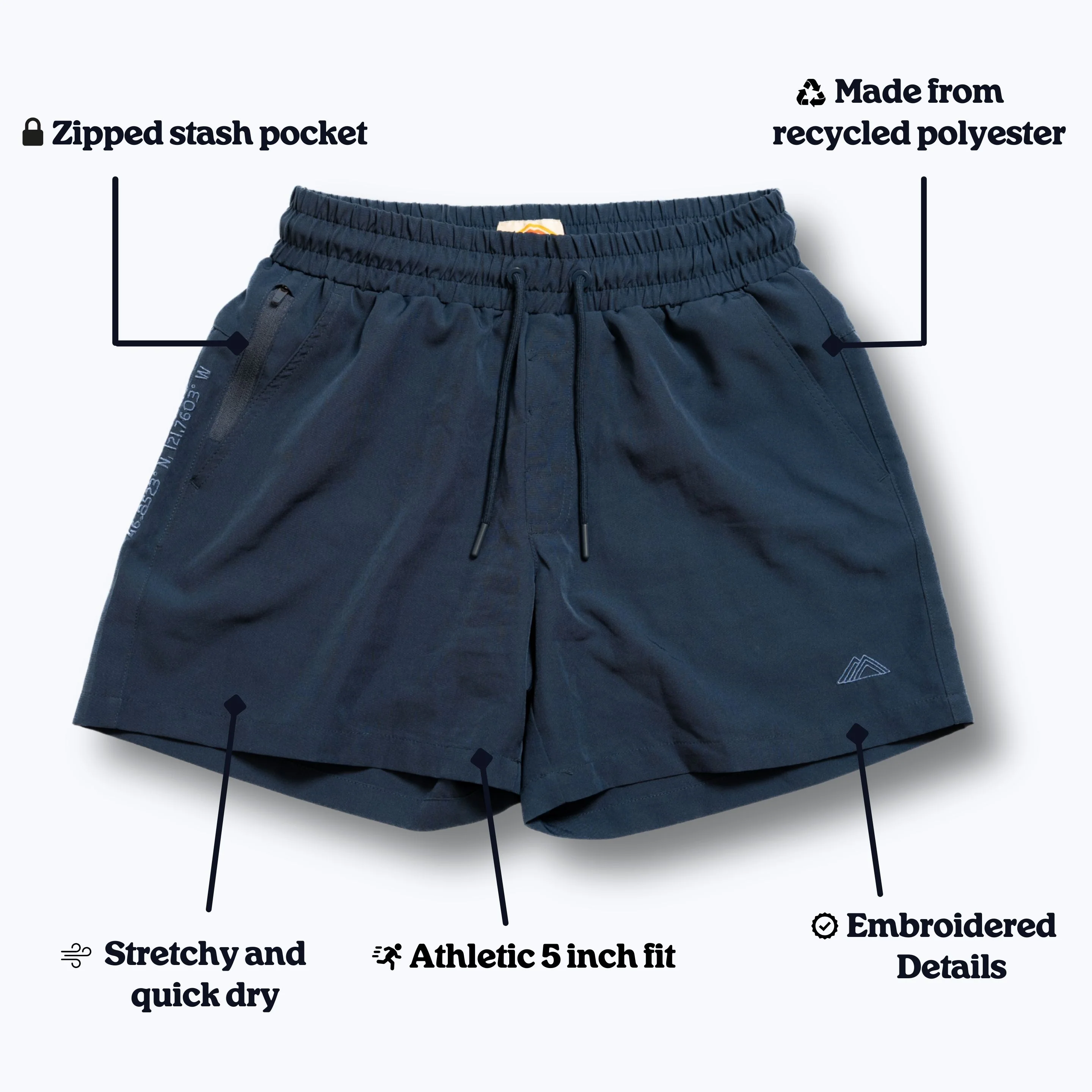 Athletic 5 Inch Recycled Shorts - Cascade Blue - Image 3