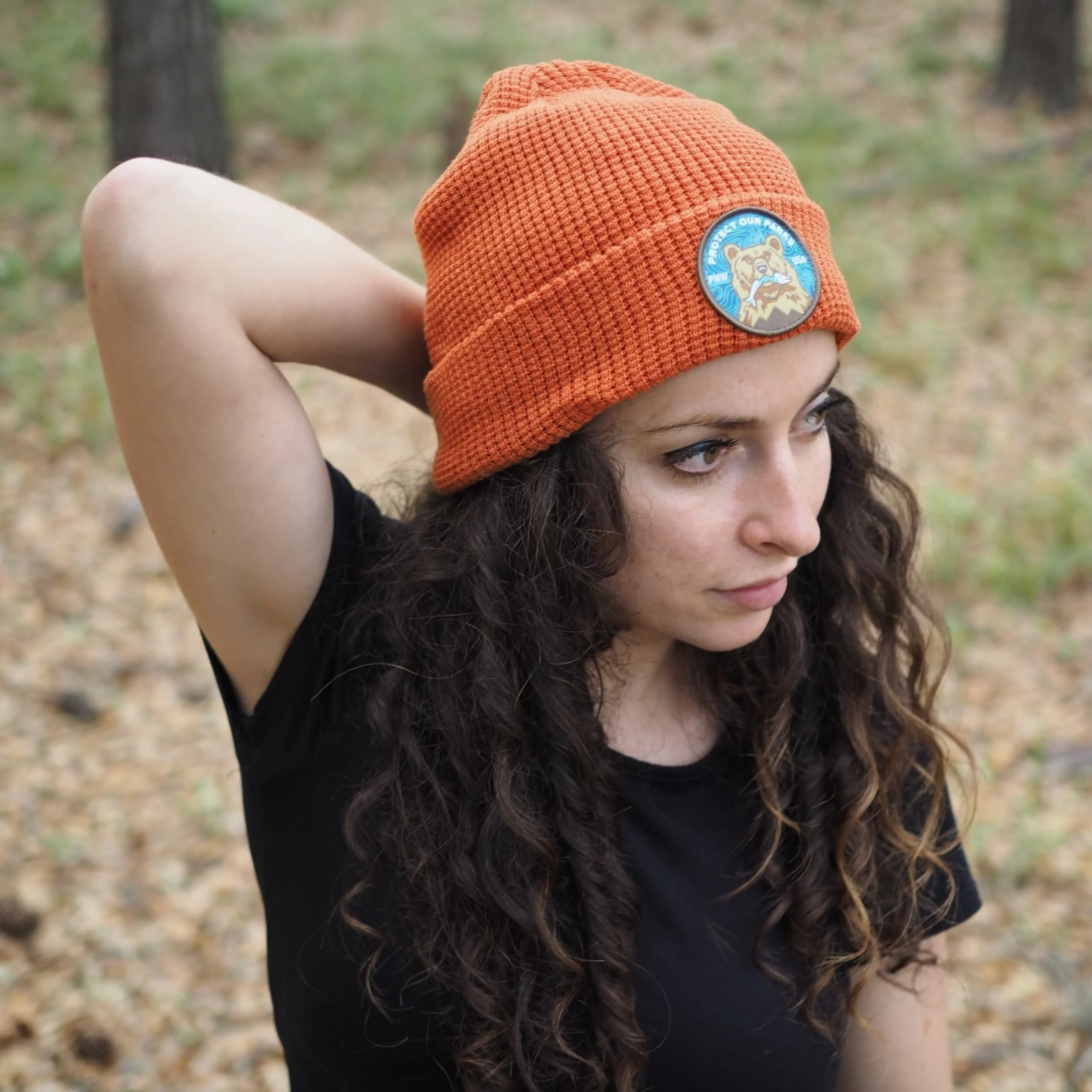 Protect Our Parks Bear Recycled Waffle Beanie - Image 3