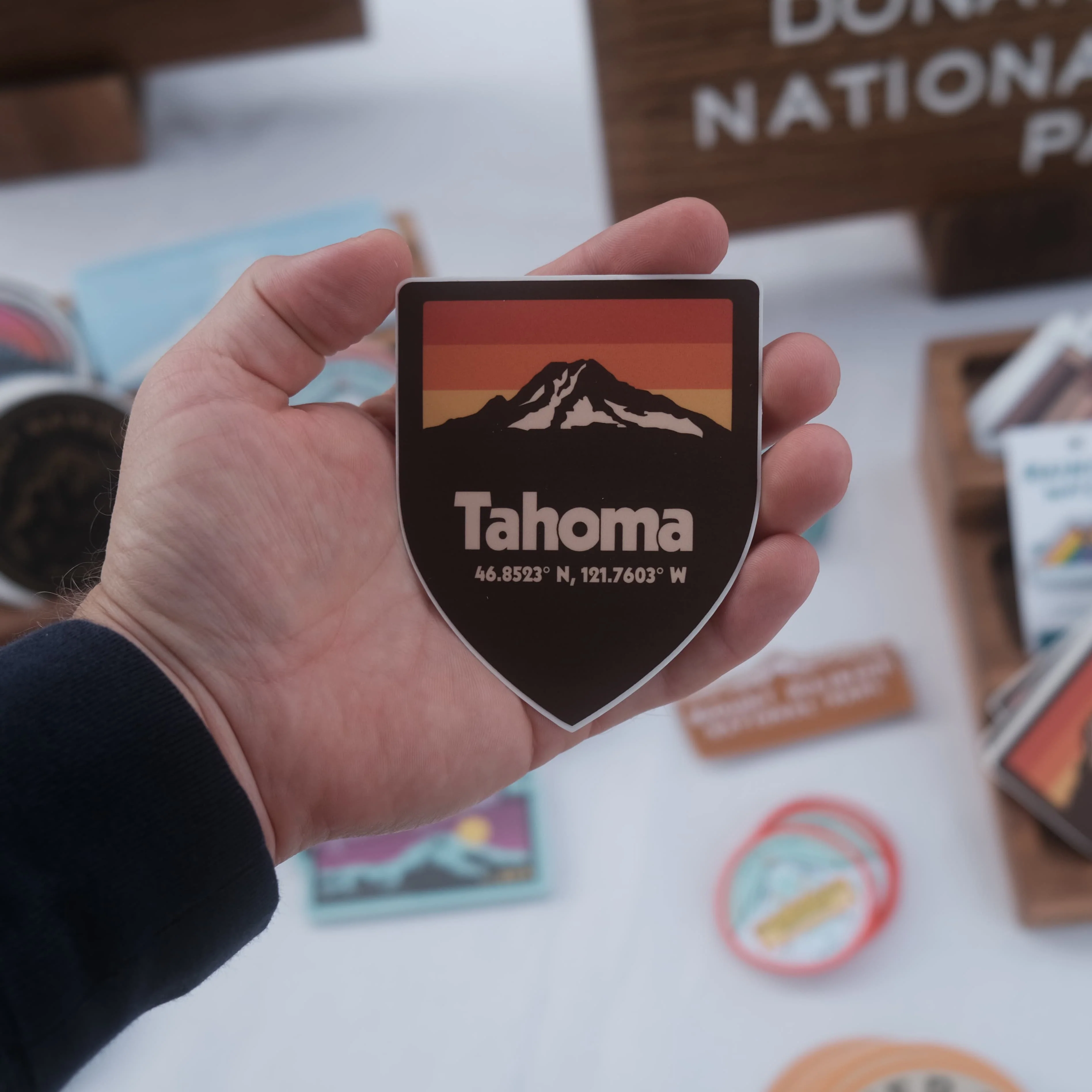 Mount Tahoma Coordinates Badge Sticker - Image 3