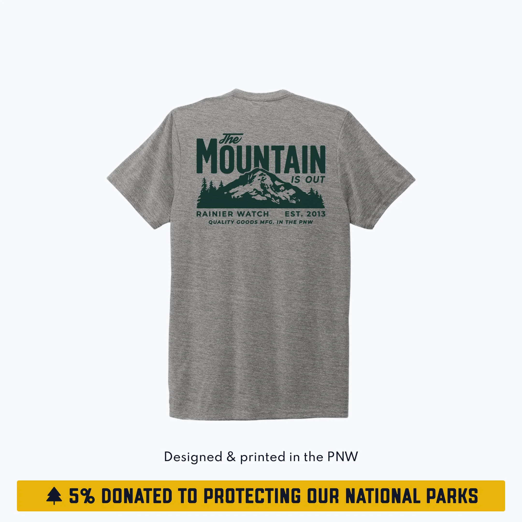 The Mountain Is Out Unisex Eco Tee - Double Sided - Heather Gray - Image 4