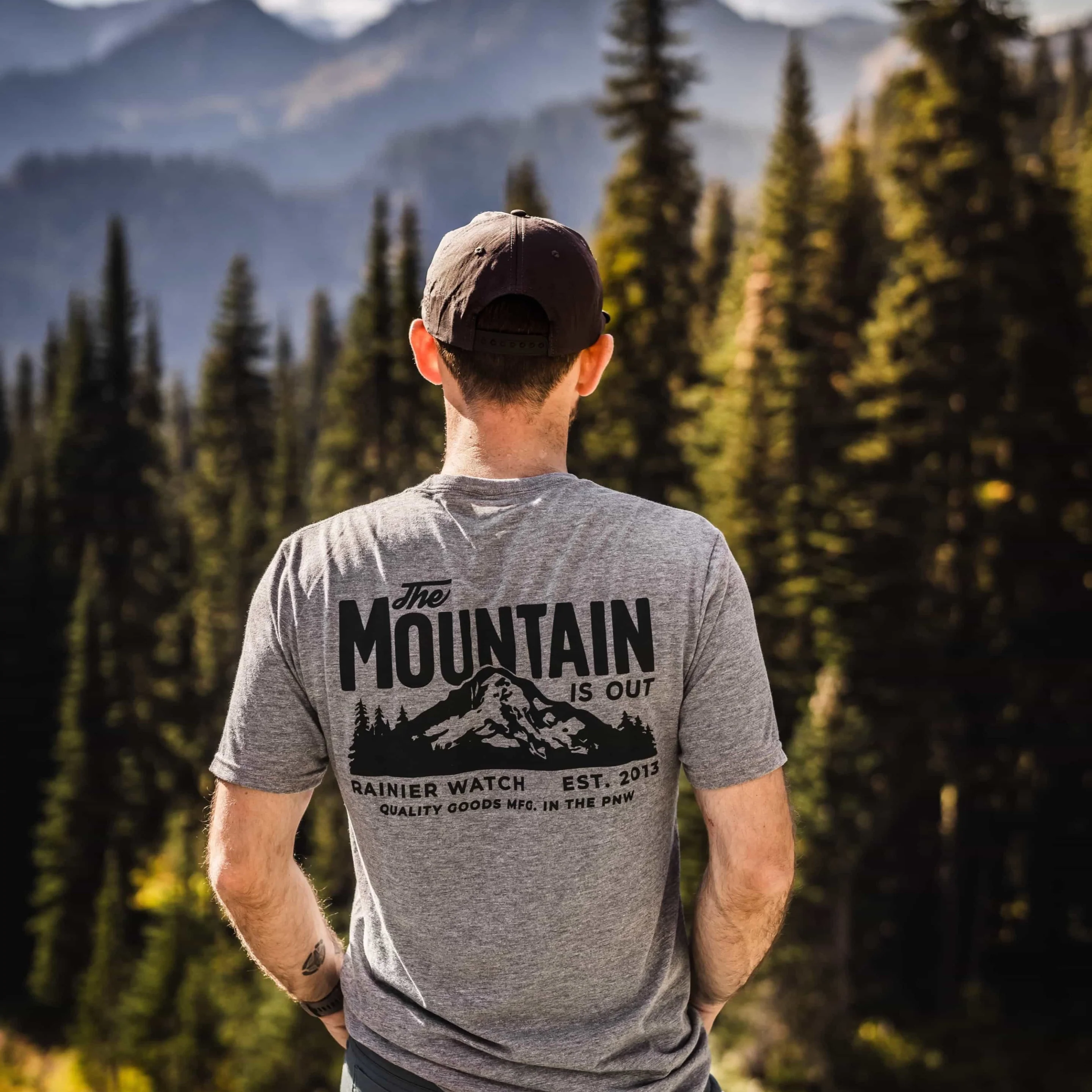 The Mountain Is Out Unisex Eco Tee - Double Sided - Heather Gray - Image 5