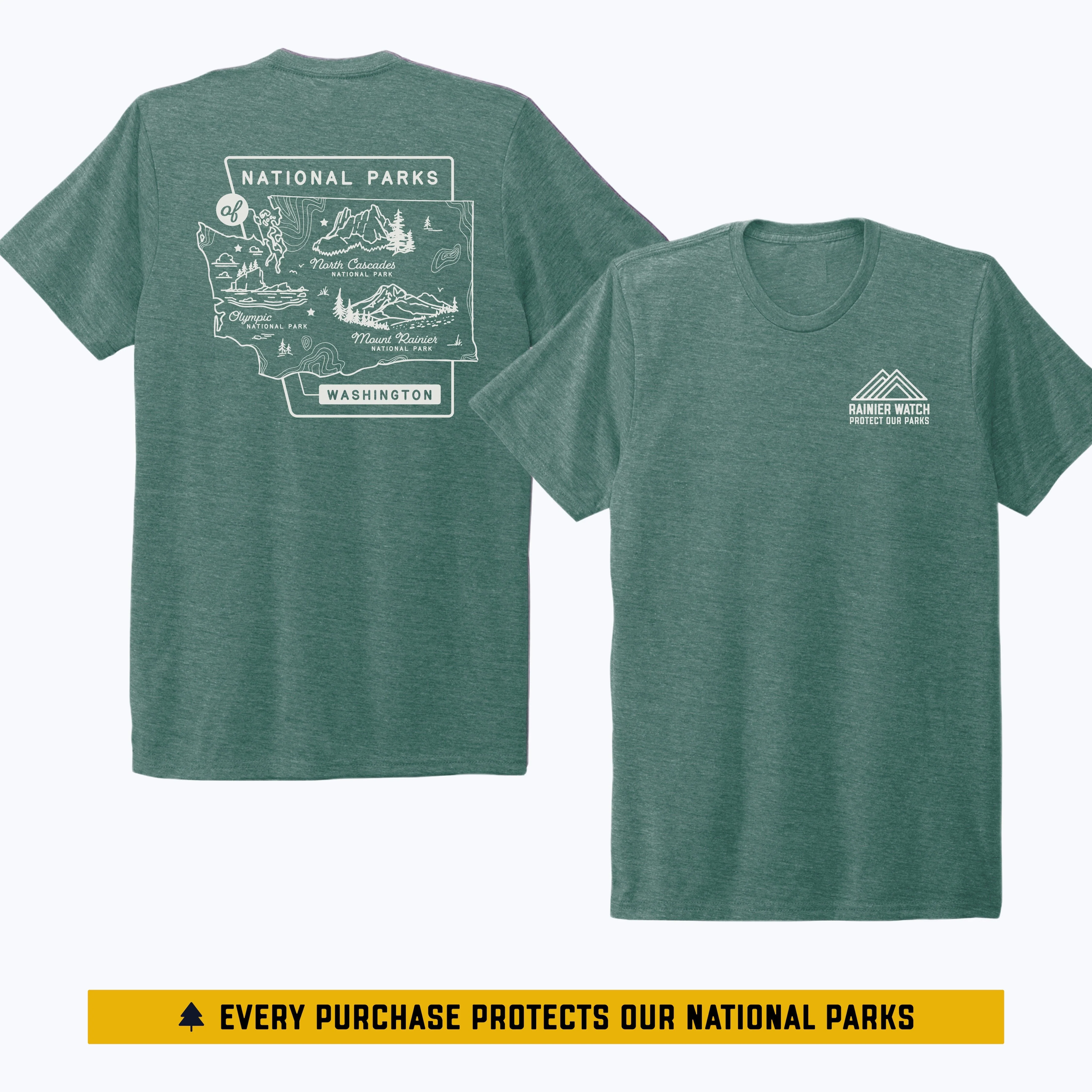 Washington National Parks Unisex Eco Tee - Sea Green - Image 5